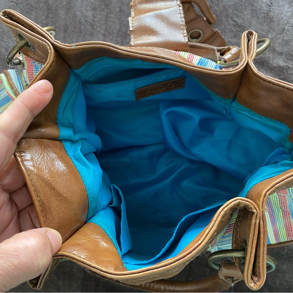 Aldo Colorful Striped Shoulder Bag with Brown Accents - Picture 9 of 12